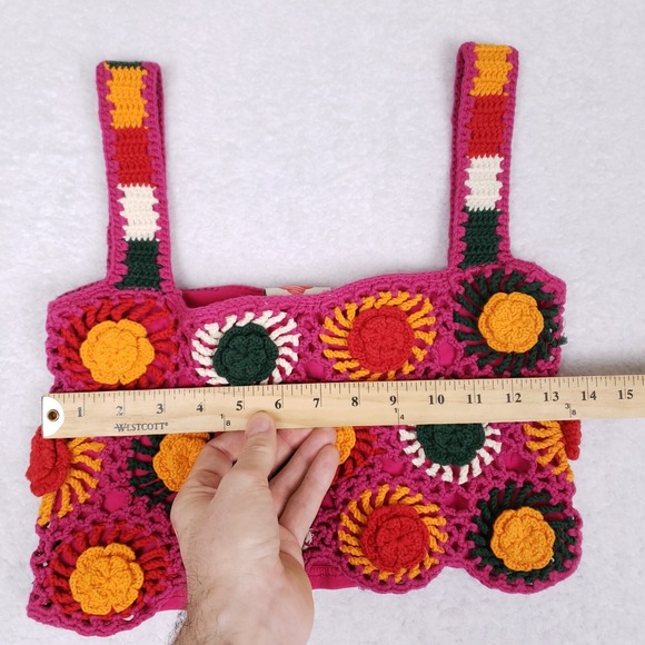 FARM Rio Crochet Crop Top Small Handmade Multicolor Boho Festival Summer Y2K - Picture 6 of 8